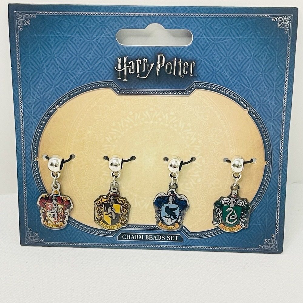Harry Potter Crest Slider Charm Bead Pendant Set 4 Hogwarts Carat Shop